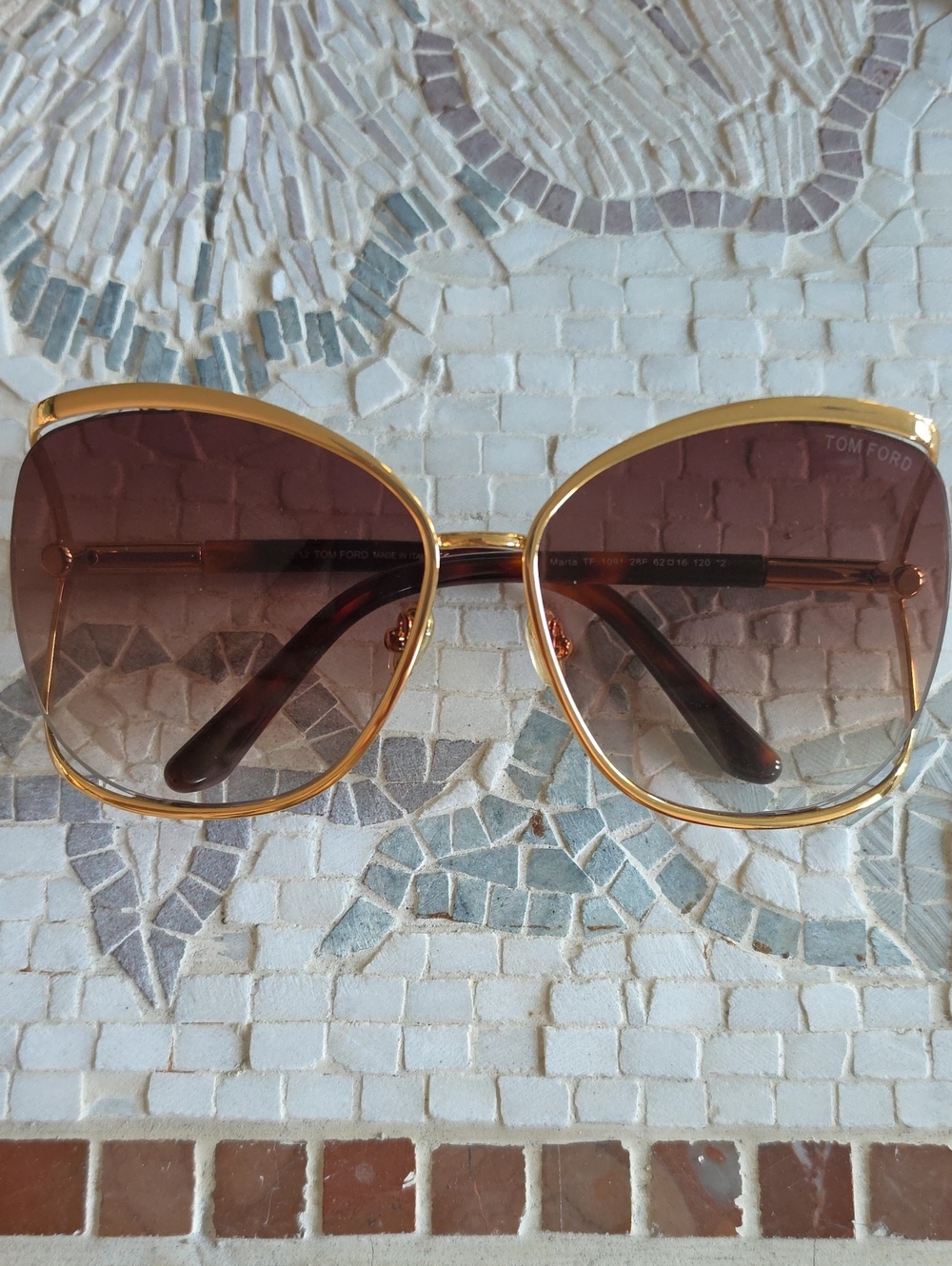 Tom Ford Marta TF1091 28F Oversized Square Sunglasses in Gold & Brown